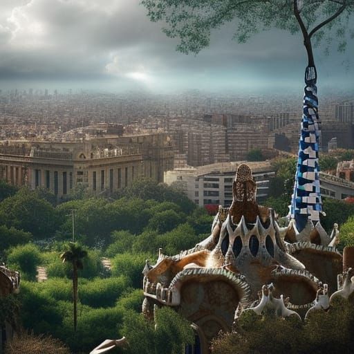 Overgrown Barcelona: Detailed Digital Matte Painting