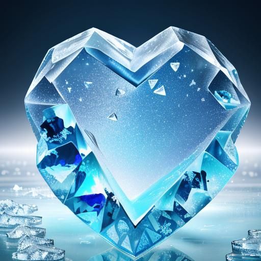 Intricately Detailed Frozen Ice Heart on Icy Background