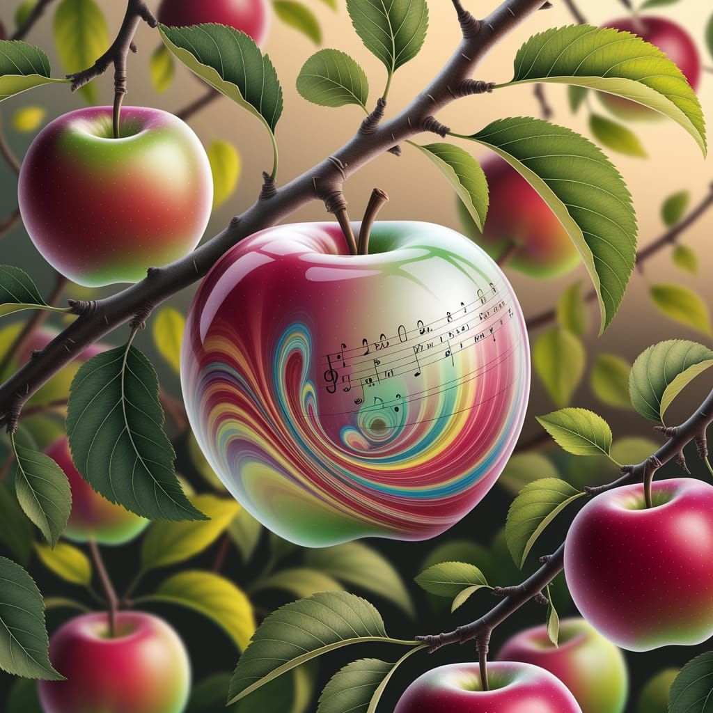 Psychedelic Apple Tree in Golden Light