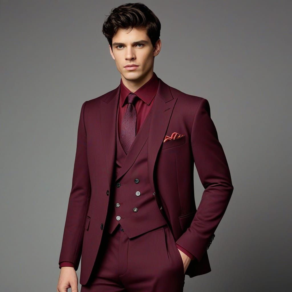 Mystical Wizard in Rich Burgundy Attire