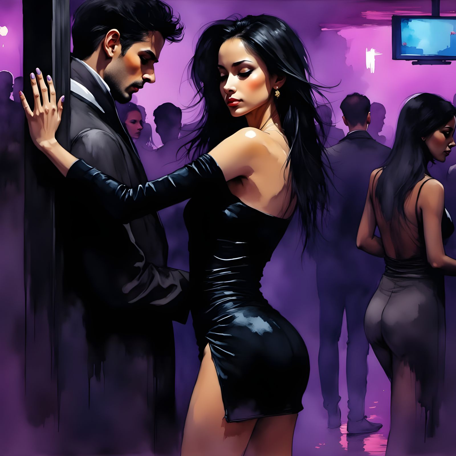 Sultry Club Beauty Backs Away with a Seductive Smile