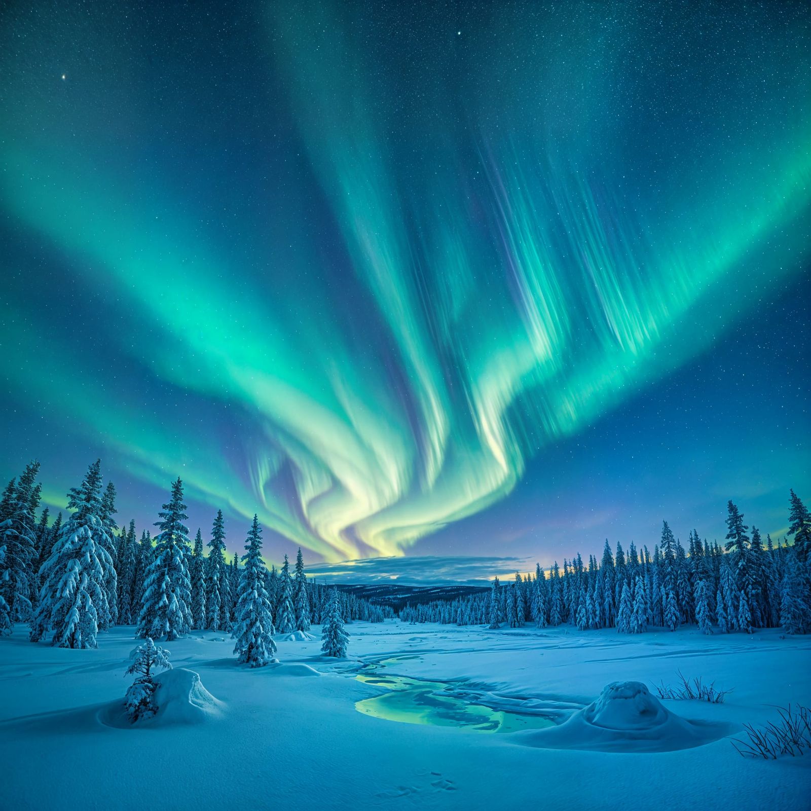 Stunning Northern Lights Display Over Arctic Landscape