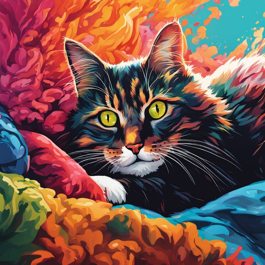 Hyperrealistic Cat in Vibrant, Cinematic Lighting