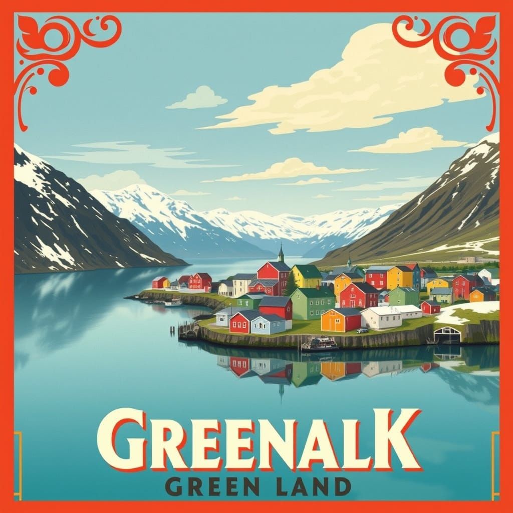 Nuuk, Greenland: Vintage Travel Poster Art