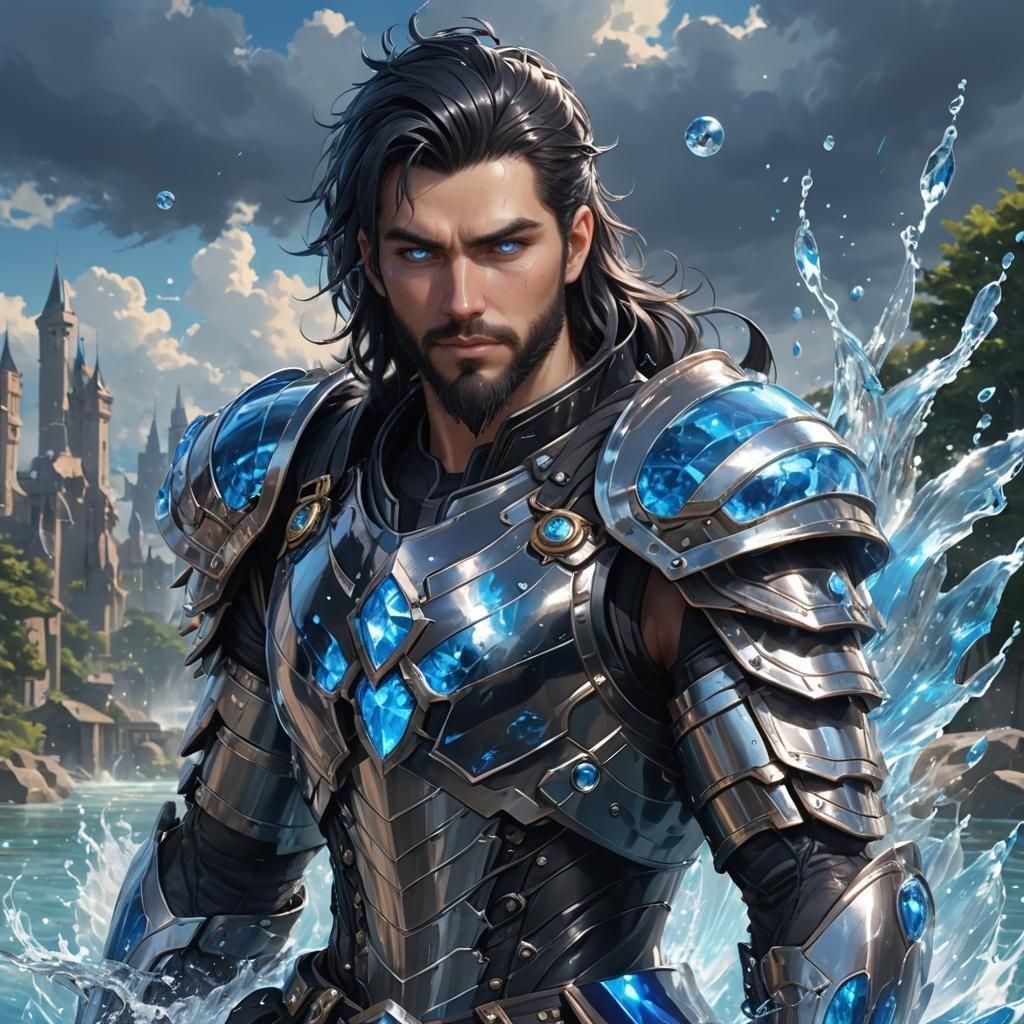 Waterpunk Dilf with Magic Orb, Anime Style