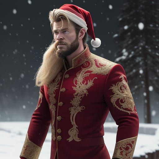 Chris Hemsworth as Luxurious Santa Claus in Hyperrealistic S...