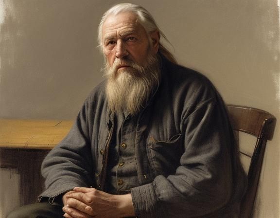 Weathered Man Portrait in Rembrandt-Inspired Style