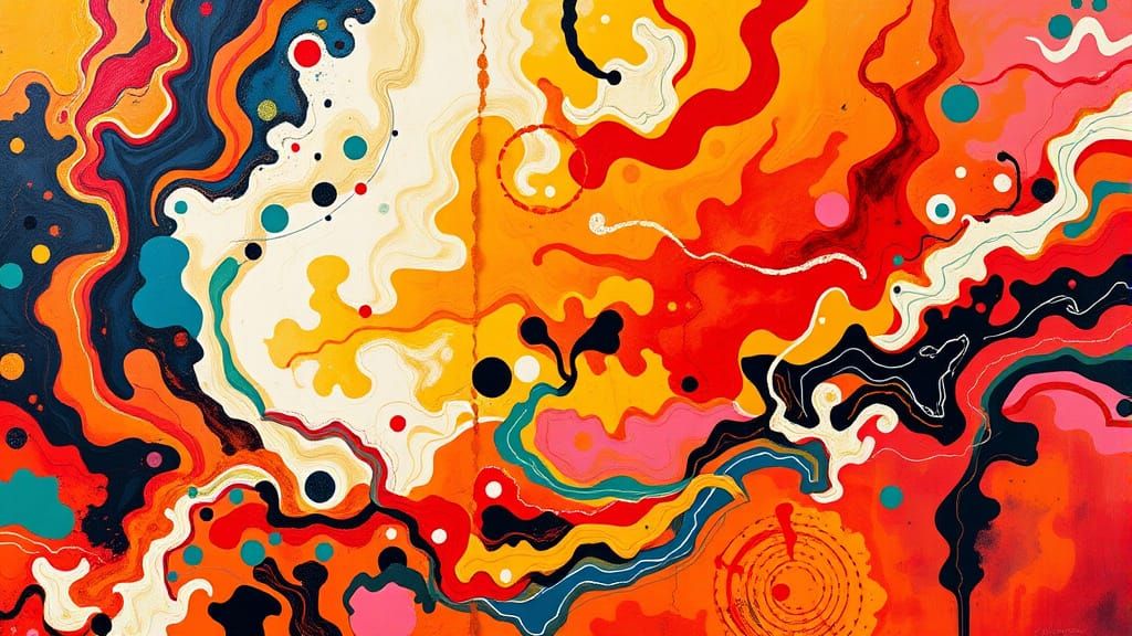 Abstract Expressionism Artwork with Dynamic Rhythmic Pattern...