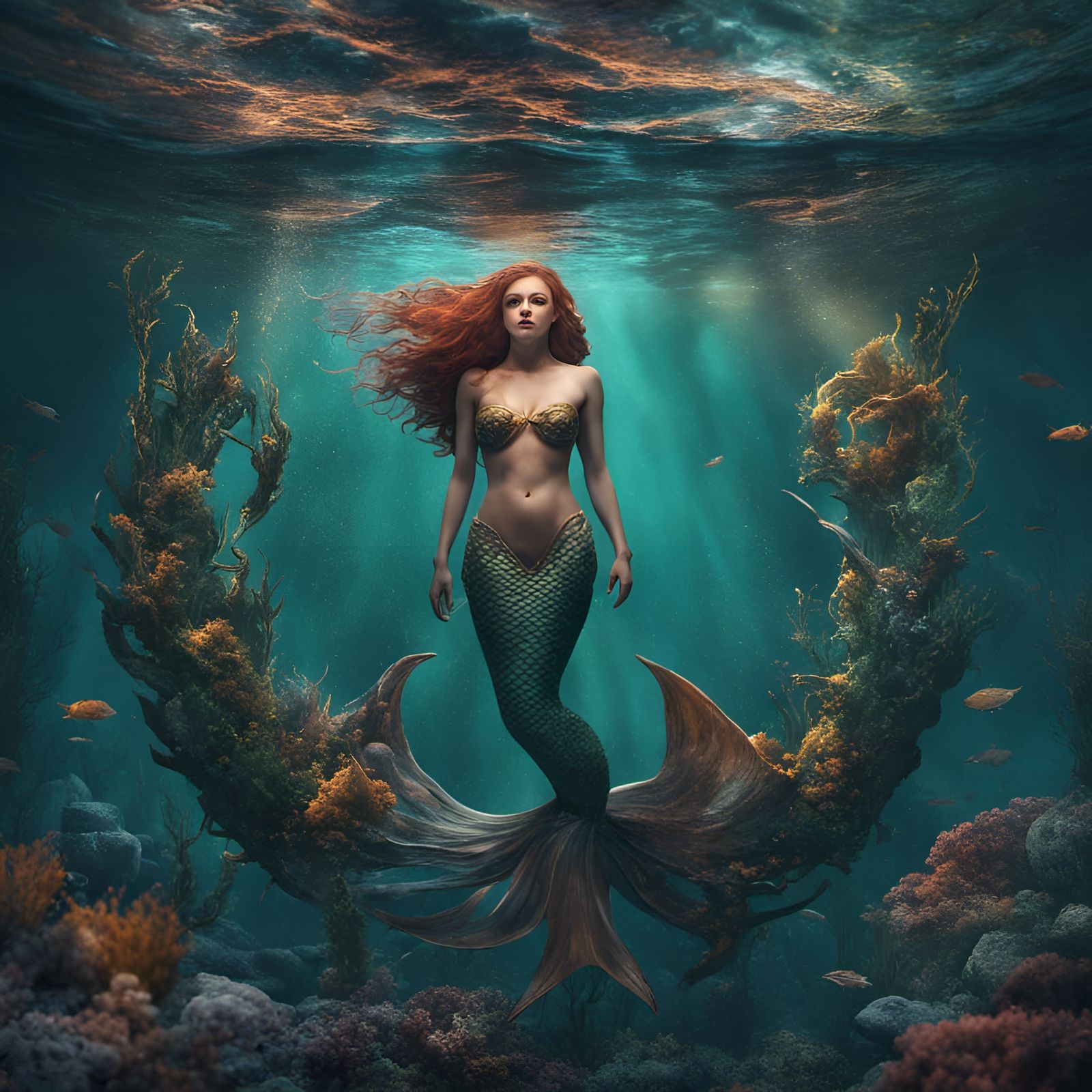 Underwater Mermaid and Merman Fantasy Concept Art