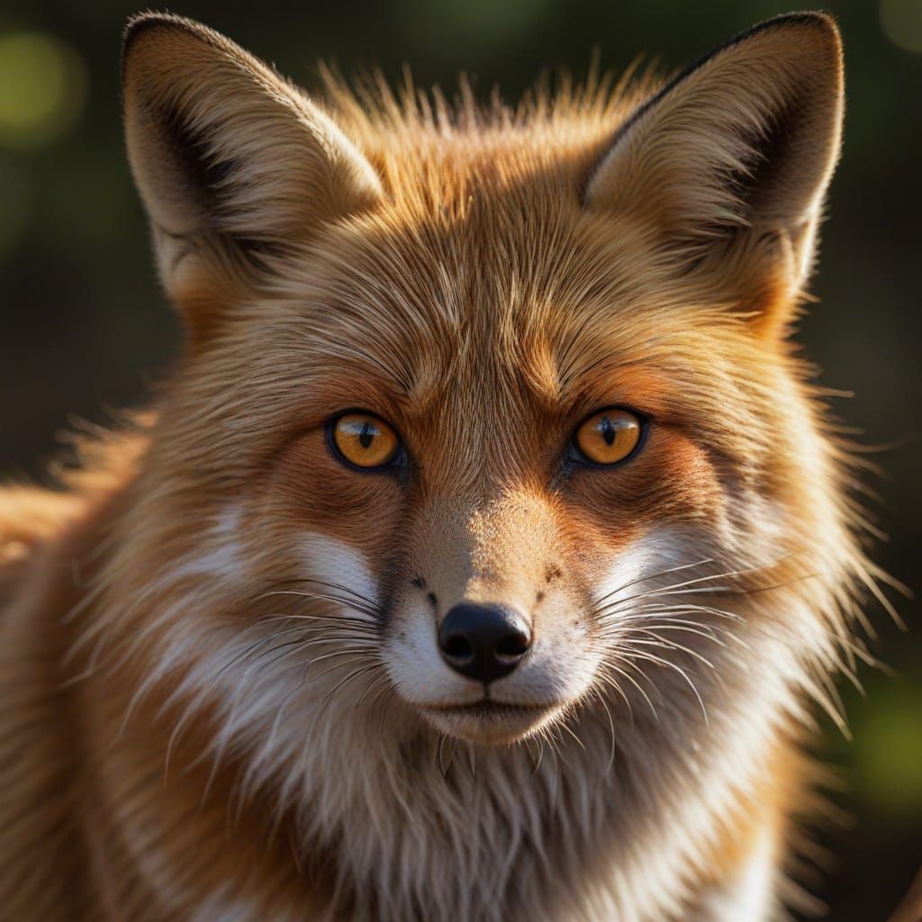 Intense Red Fox Portrait with Glowing Amber Eyes