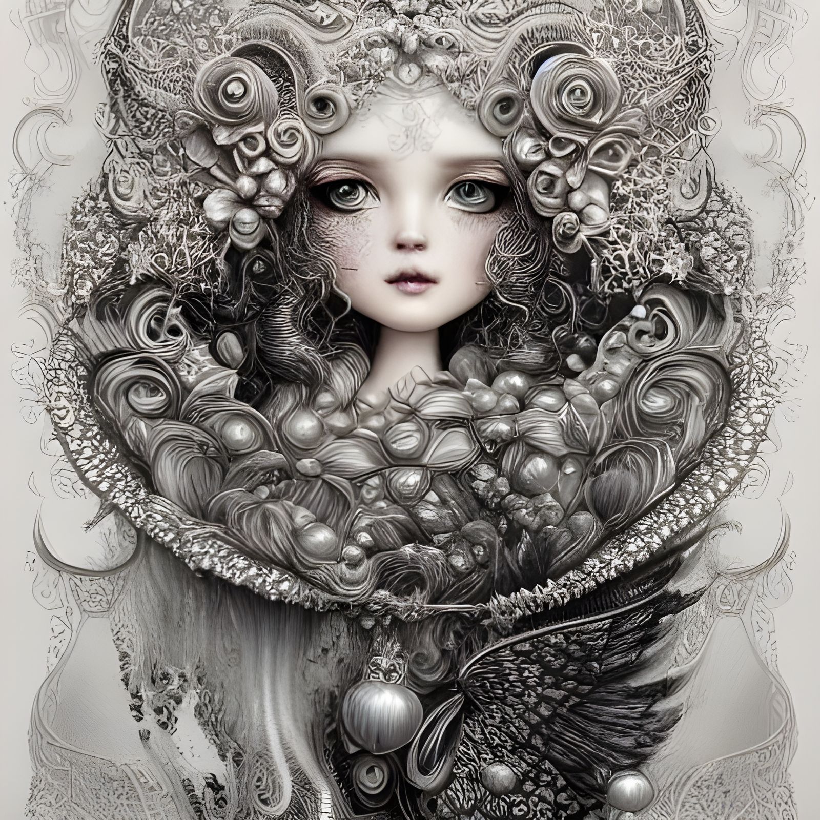 Hyperdetailed Filigree Lithograph of a Magical Creature