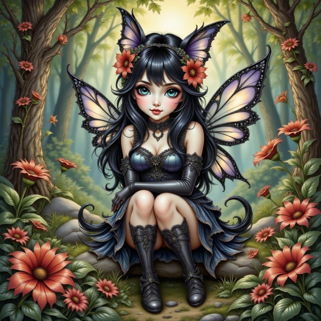 Gothic Fairy Doll in Dark Whimsy Style