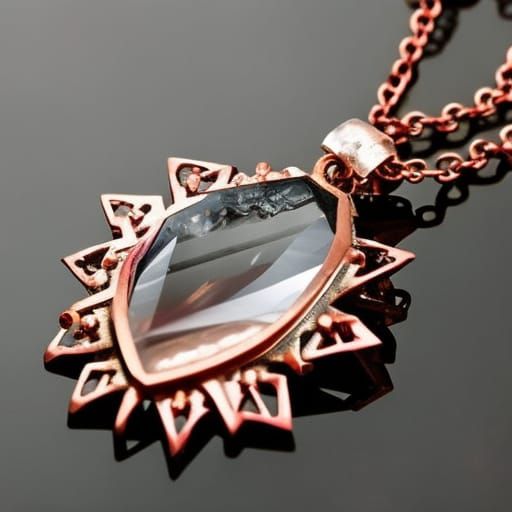 Ethereal gothic rose gold necklace with clear Quartz crystal...