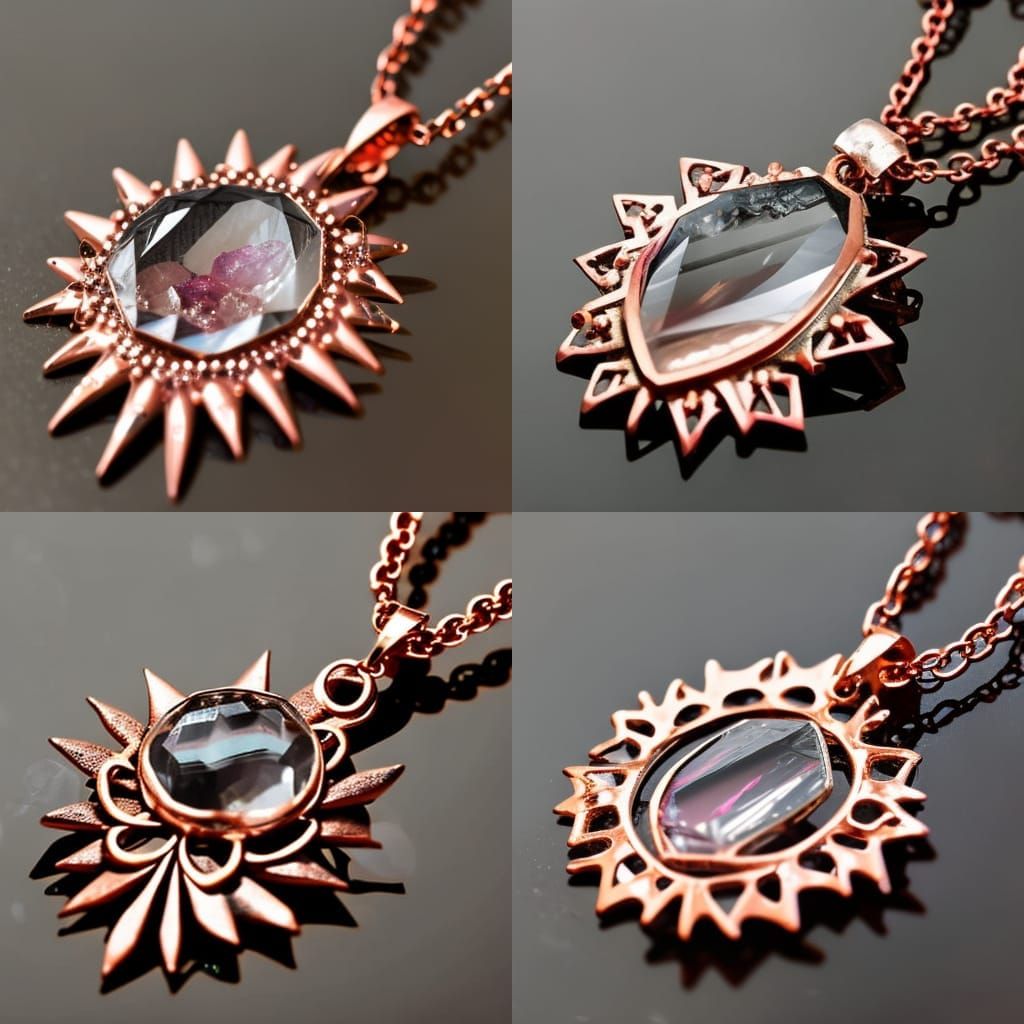 Ethereal gothic rose gold necklace with clear Quartz crystal...
