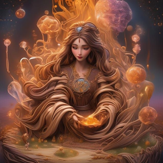 Chocolate Woman in Dessert Land: Fairytale Illustration