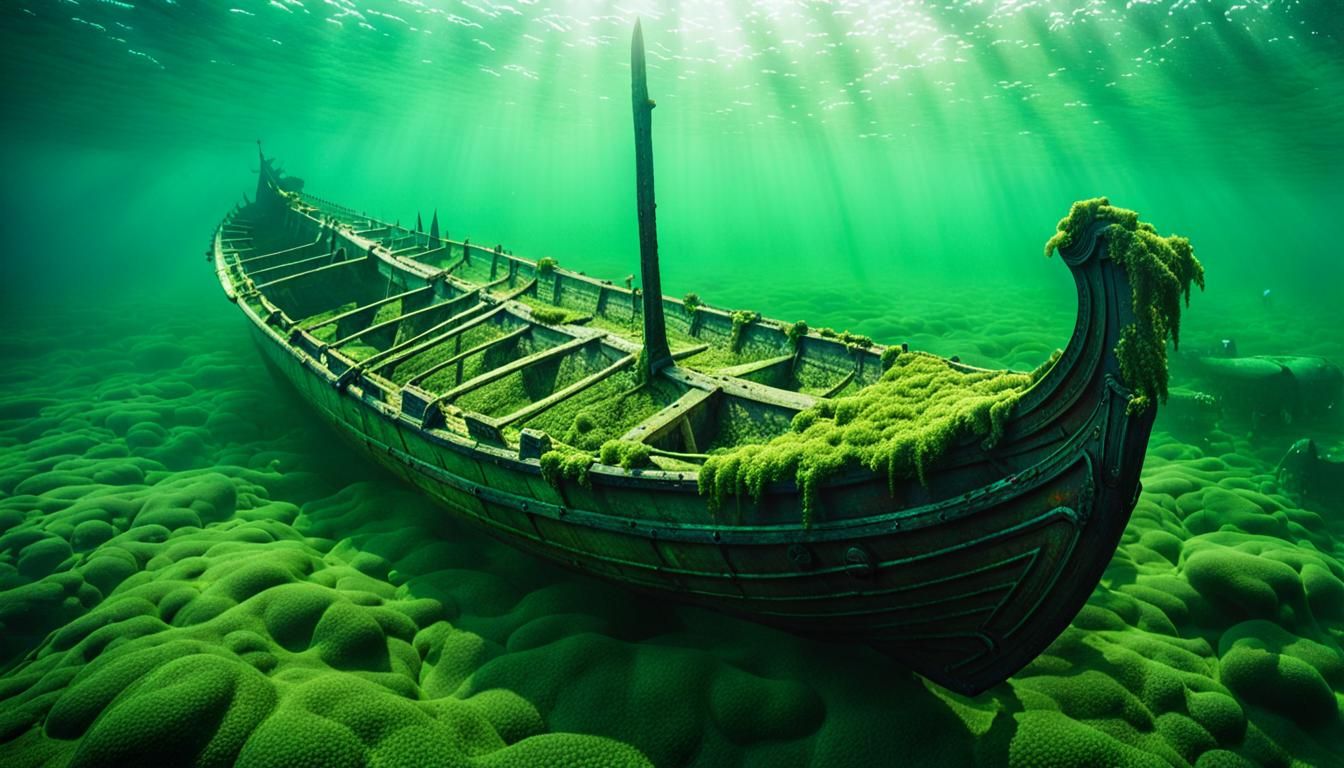 The Viking ship at the bottom of the Ocean