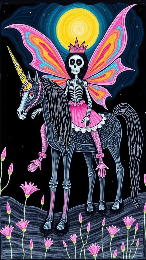 Sugar Skull Fairy Queen Knight on Unicorn