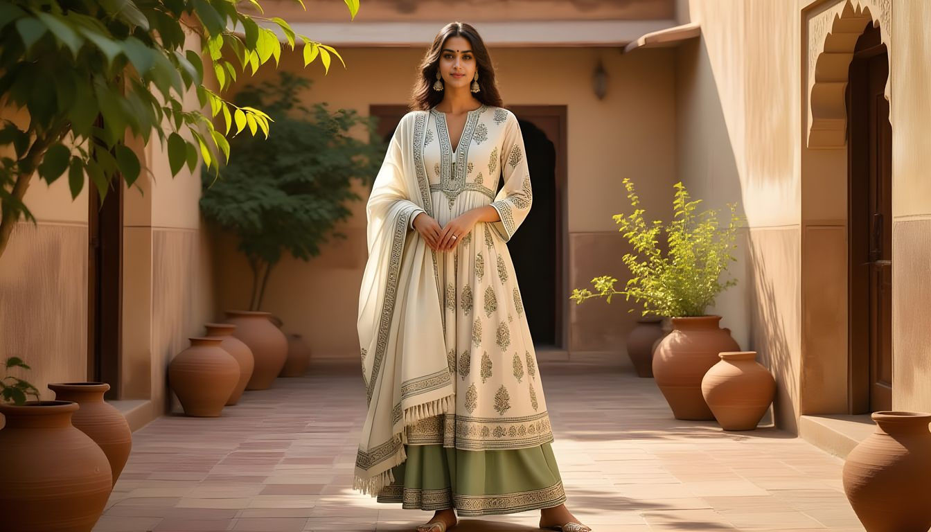 North Indian Elegance in Flowy Anarkali Kurta