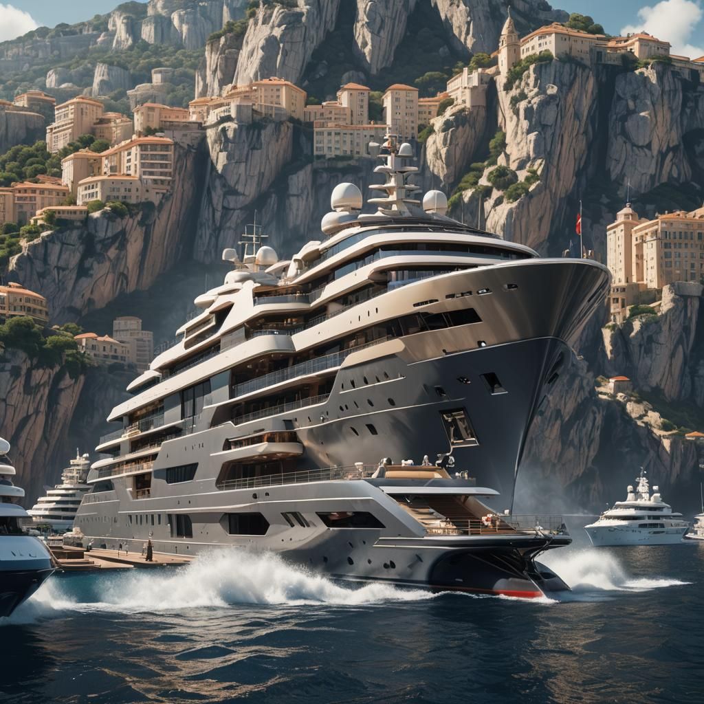 Mega Super Yacht in Monaco: Detailed Matte Painting