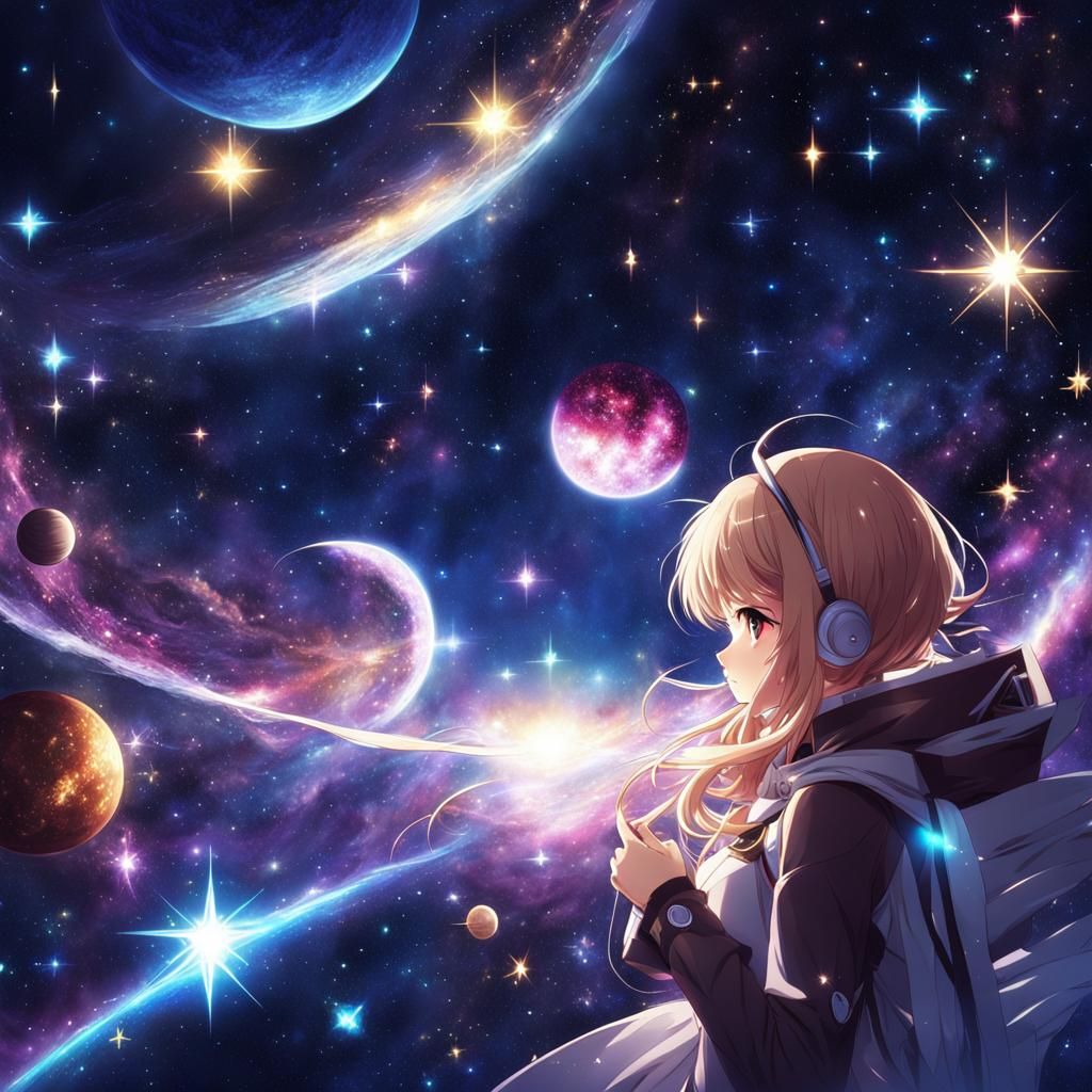 Glittering Stars in Space: Anime Key Visual