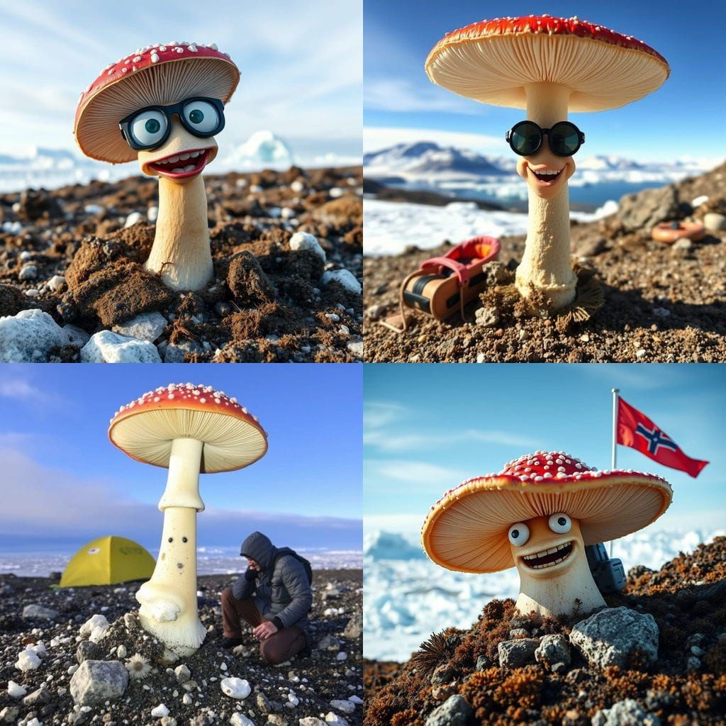 Mushroom in Antarctica Winter Landscape