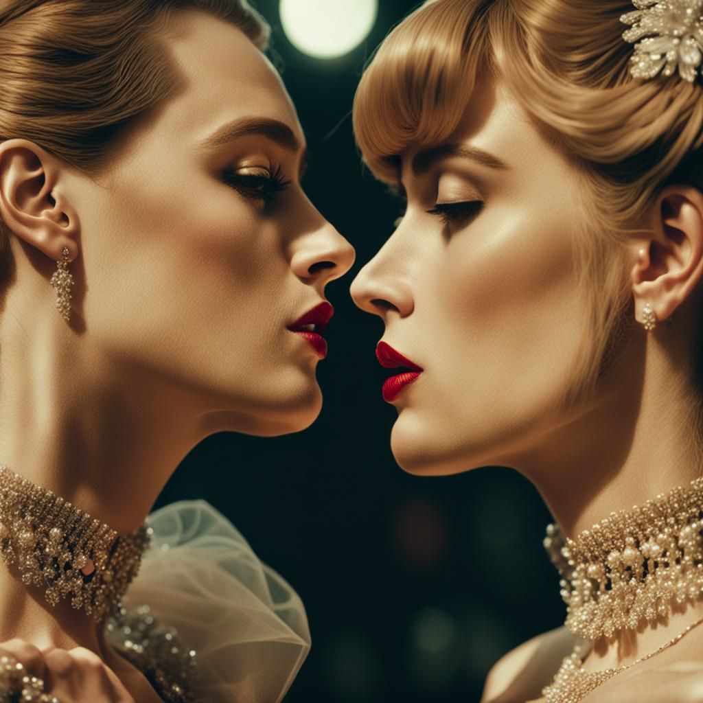 Romantic Drama: Two Young Women in Ballgown