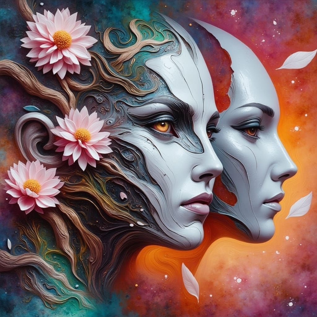 Cyborg Goddess Among Blooming Machines