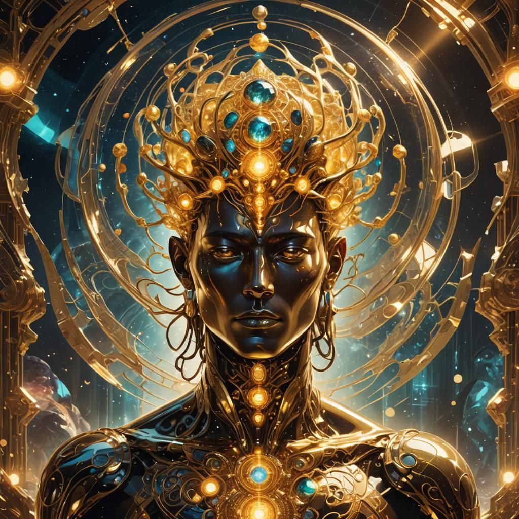 Luminous Quantum Mind with Intricate Glass Exterior