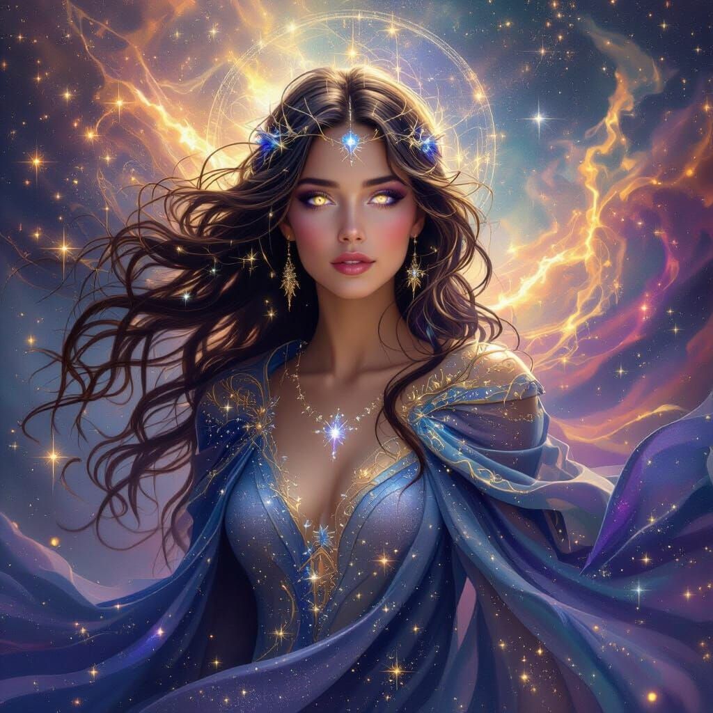 Nyrielle: Anari Goddess of Stars & Heavens in Digital Painti...