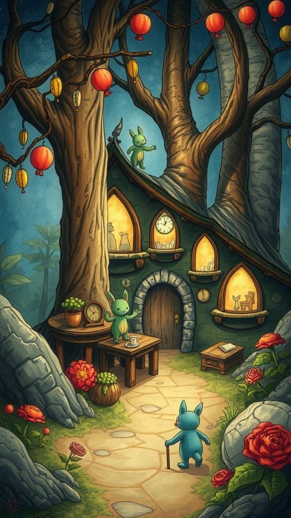 Whimsical Illustration of Enchanting Dreamlike Scene