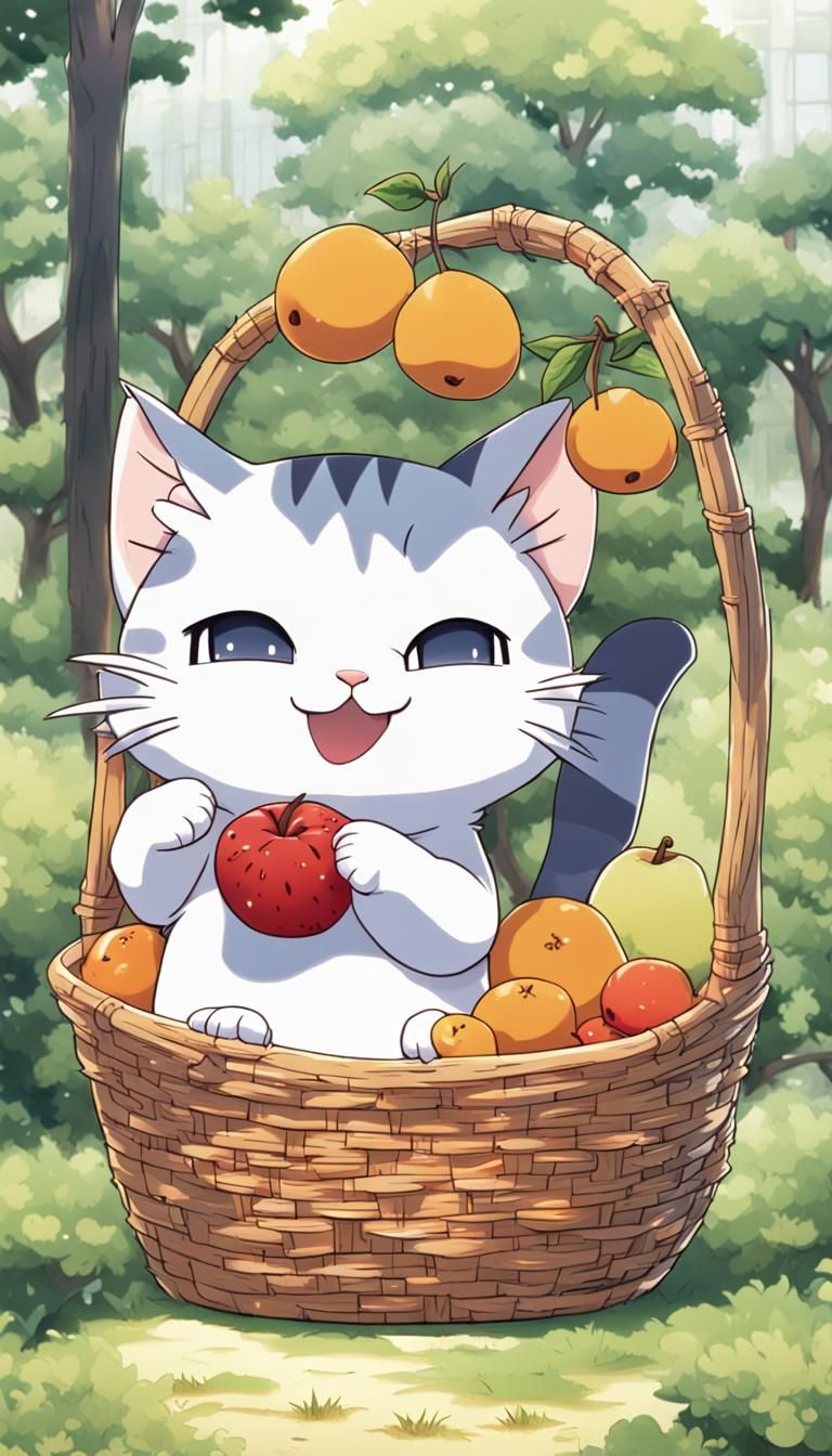 Chibi Cat in Fruit Basket: Anime Style