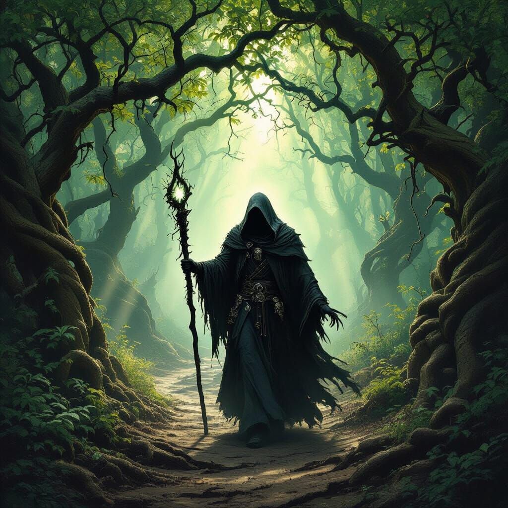Undead Warlock in Dark Fantasy Forest