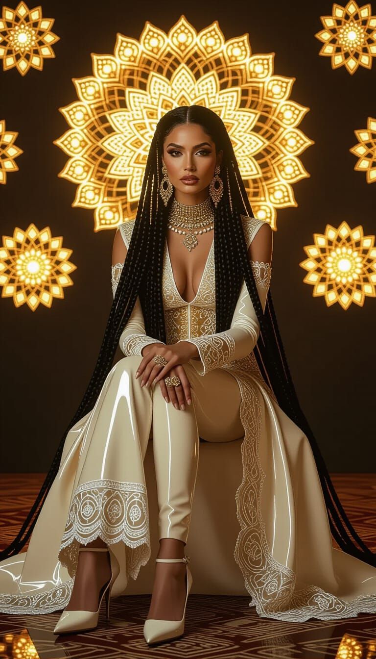 Stunning Woman with Dreads and Golden Mandalas