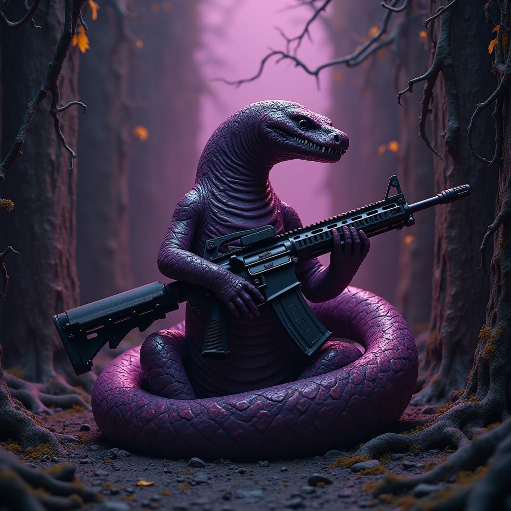 Eel with M16 in Art Nouveau Ruins