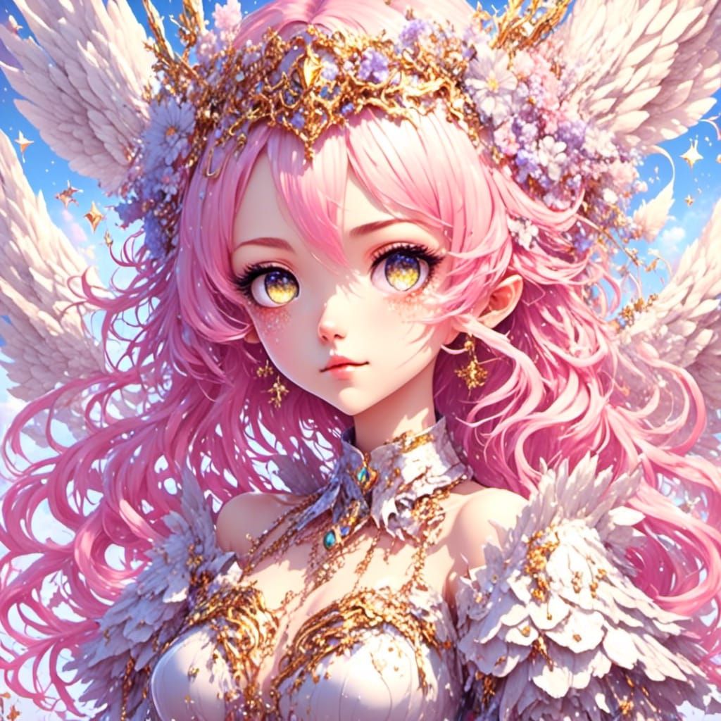 Detailed Kawaii Anime Angel in 64k Resolution