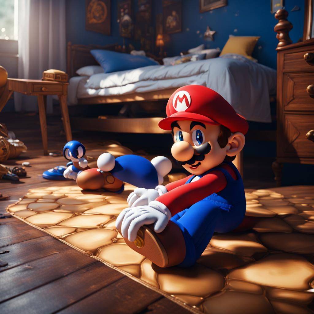 Mario Plays Sonic: Detailed Matte Painting