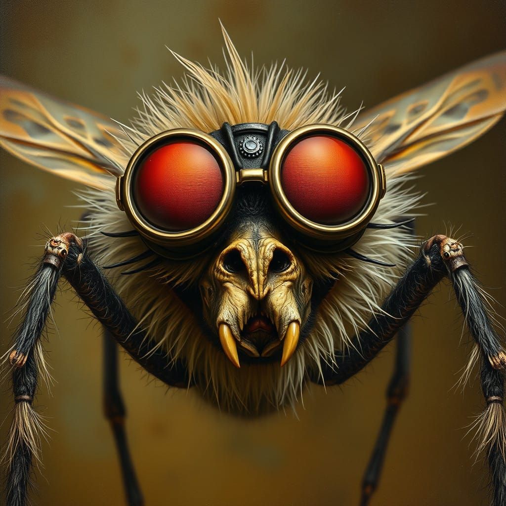 Steampunk Aviator Chimera with Woolly Tendrils