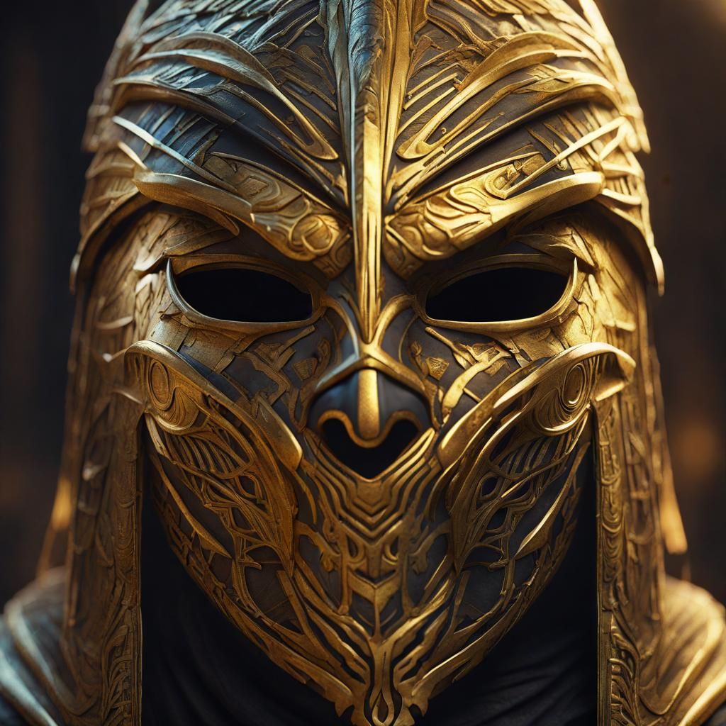 Golden Falcon Mummy Mask with Khopesh