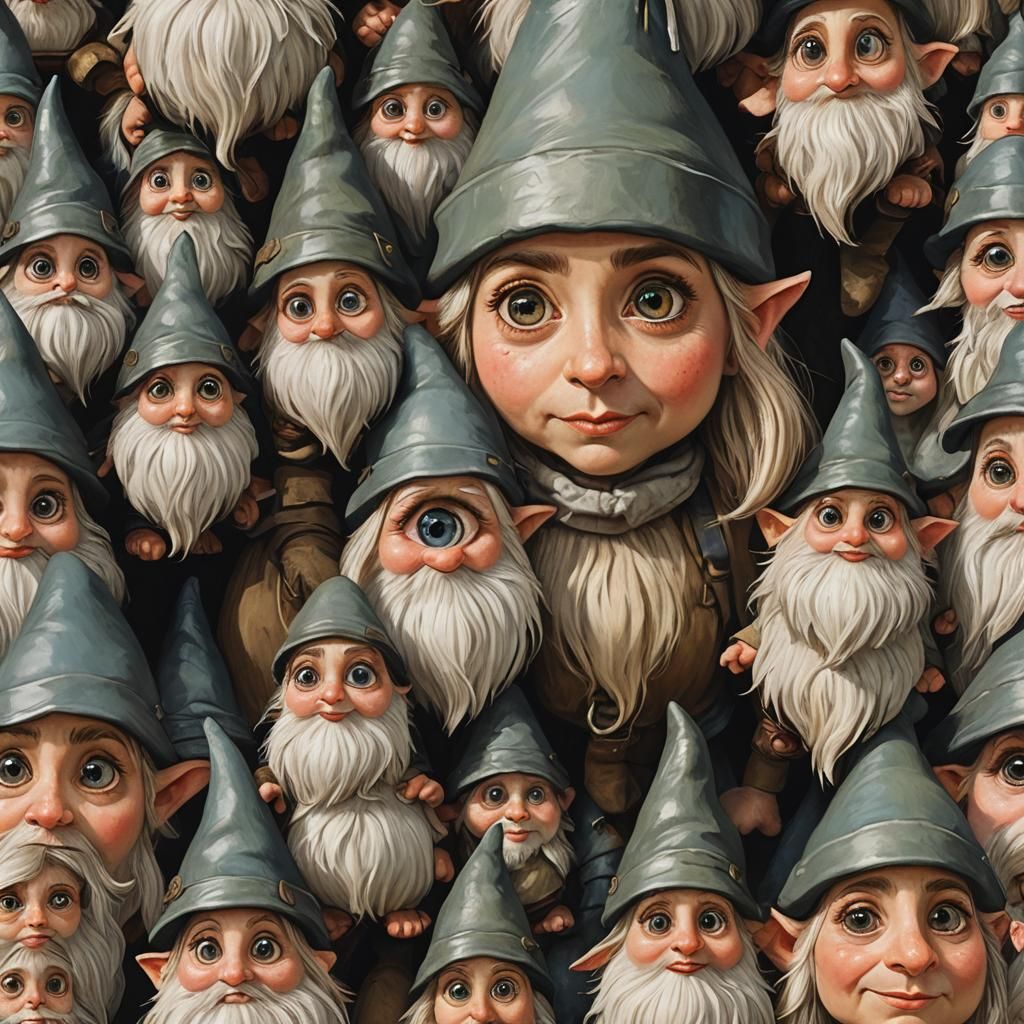Charming Gnome Girl with Big Eyes