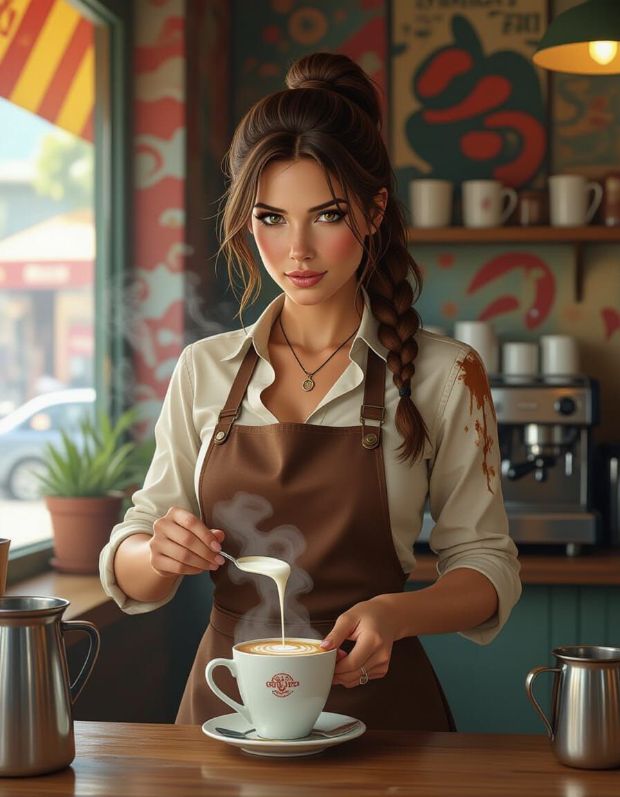 Lara Croft: Barista in Melbourne Cafe