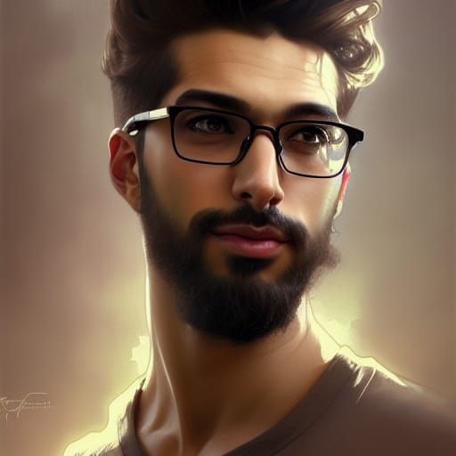 Attractive Arabian Man Portrait in Hyperdetailed Digital Art