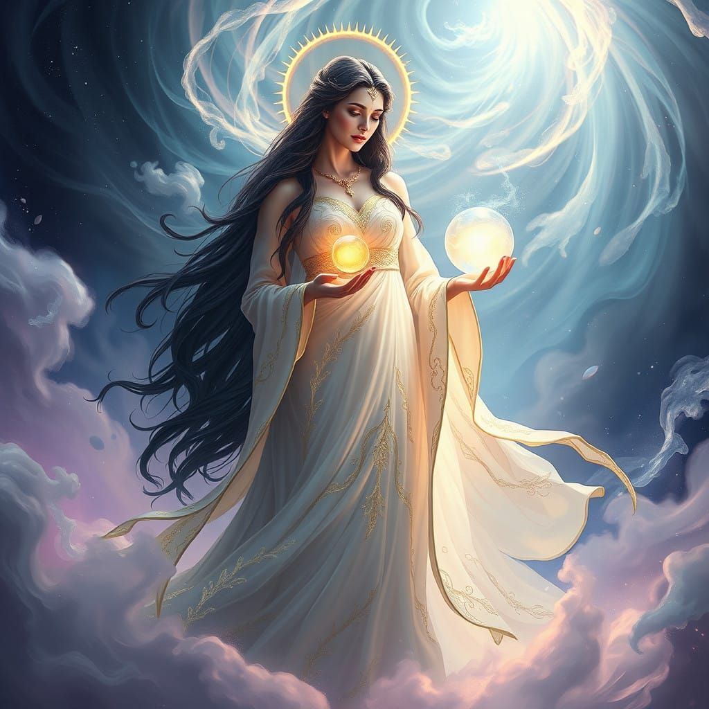 Majestic Goddess of Memory in Ethereal Greek Mythology