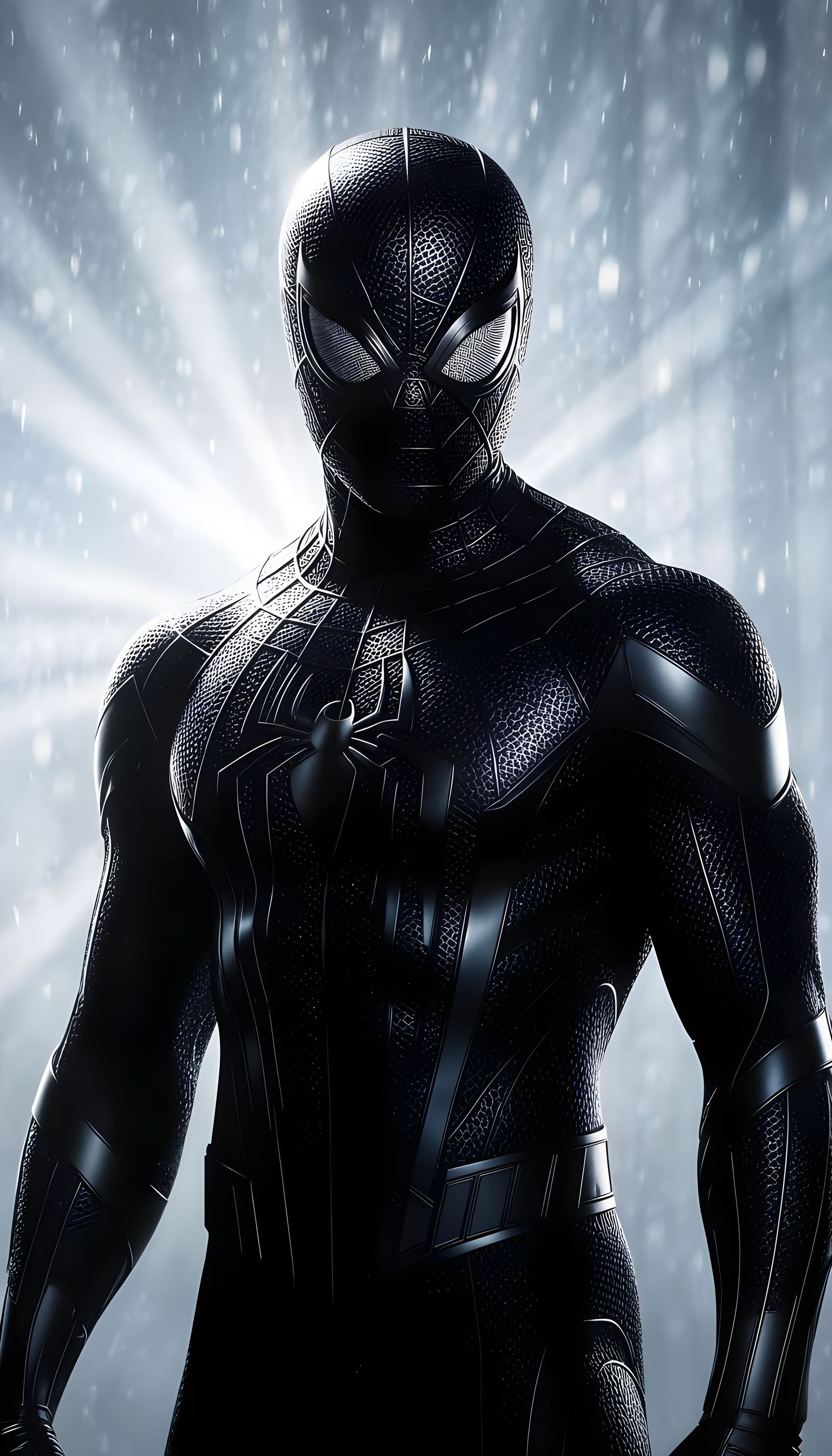 All Black Spiderman Close Up Portrait