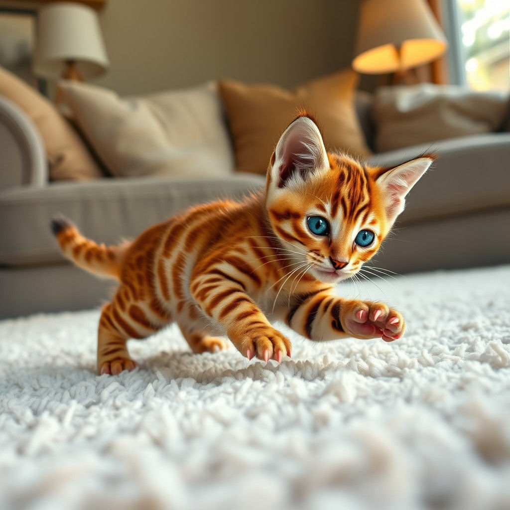 Playful Bengal Kitten with Iridescent Fur