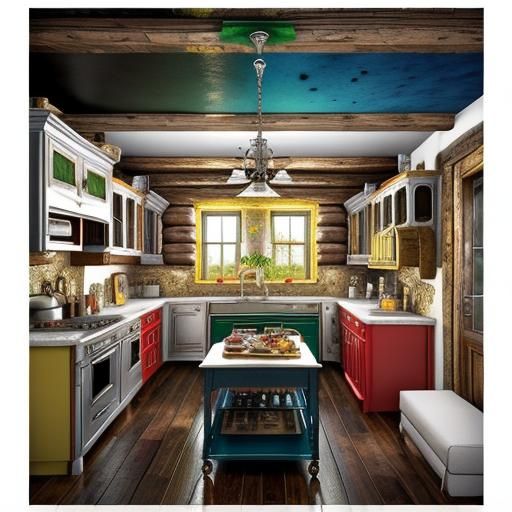 Elaborate Range Cooker in Abandoned Cabin: 3D Render