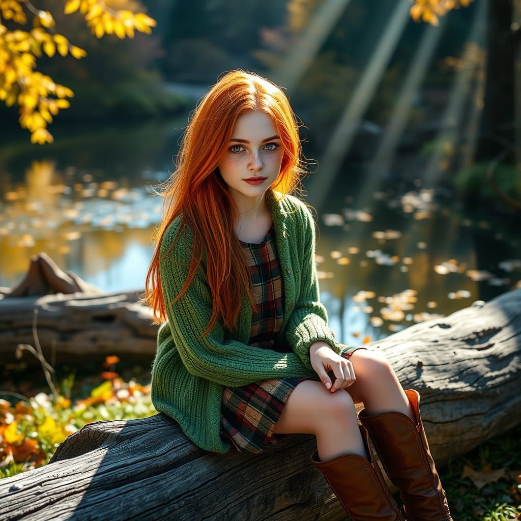 Ethereal Irish Woman in Autumn Wonderland