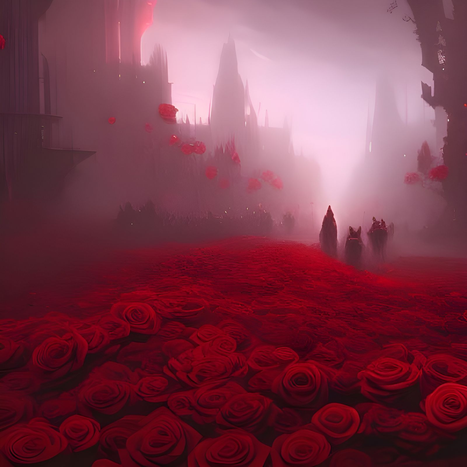 Hyperdetailed Red Rose Bouquet in Dark Fantasy Style