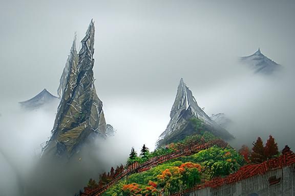 Misty Mountain Landscape: Ethereal Beauty
