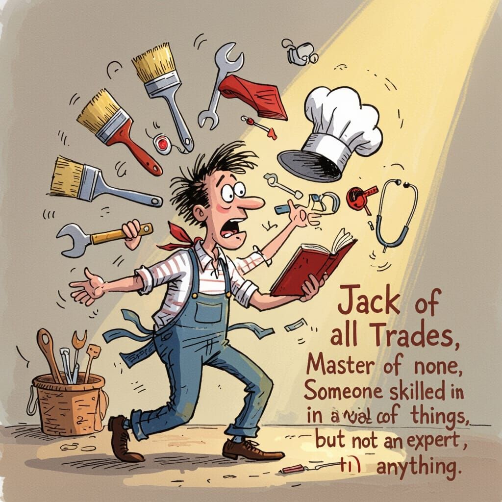 Whimsical Illustration of a Flustered Juggler