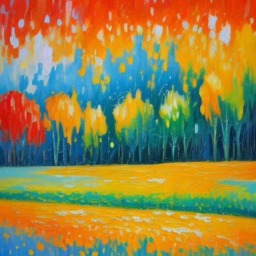 Colorful Expressionist Oil Painting in Neo-Impressionism Sty...